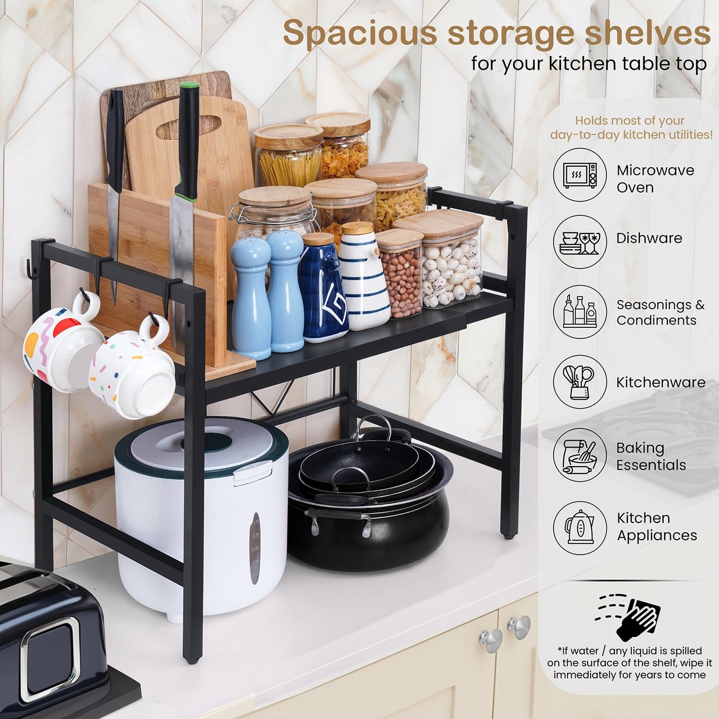 About Space Kitchen Storage Rack-Expandable & Height Adjustable Microwave Stand - Itsmygadgets