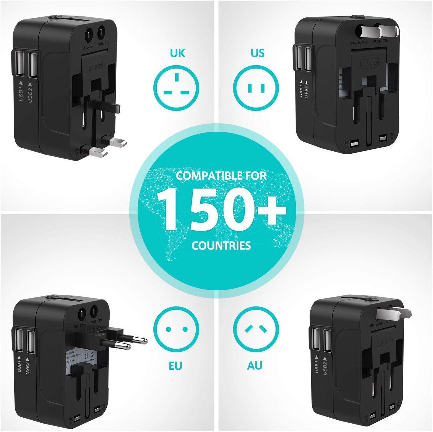 RTS Universal Travel Adapter, International All in One Worldwide Travel Adapter - Itsmygadgets