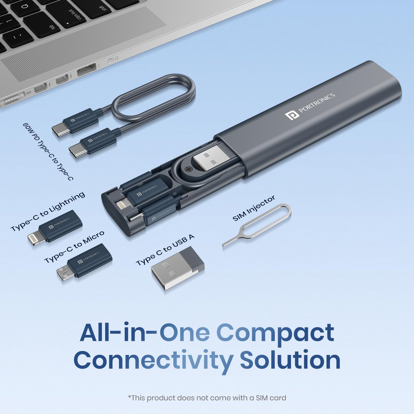 Portronics Snapcase 3 60W Multifunctional Fast Charging Data Cable Kit, Conversion Set USB - Itsmygadgets