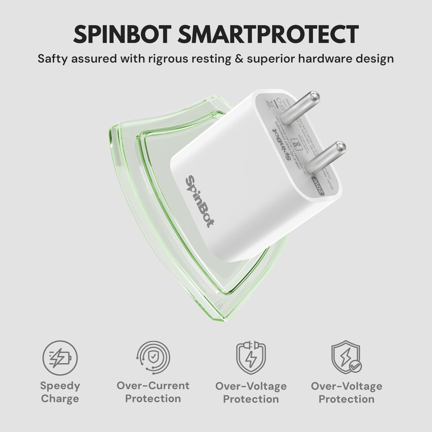 SpinBot 20W Type-C Mobile Charger for Android, iPhone 16/16 Plus/16 Pro/16 Pro Max - Itsmygadgets