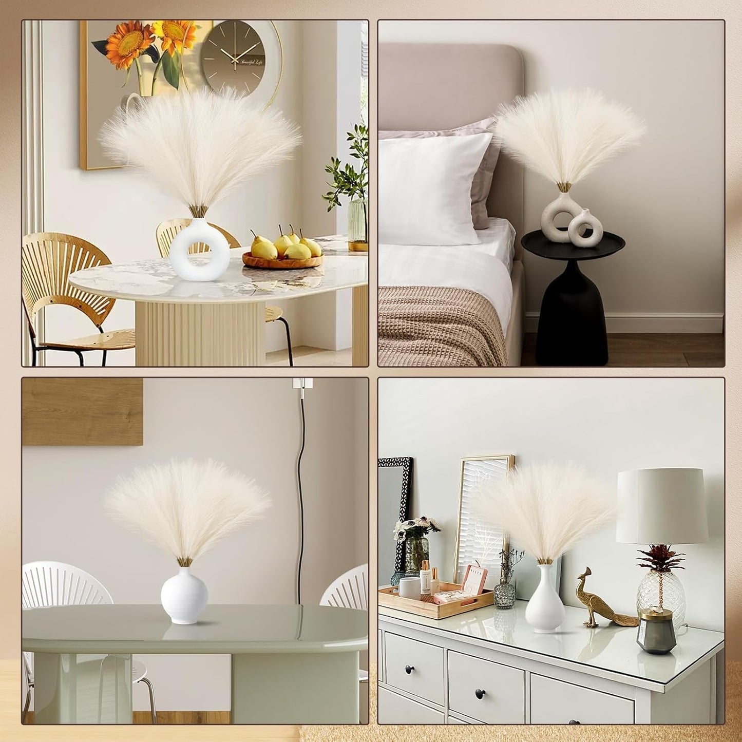 CURATED CART 2 Pcs Faux Pampas Grass - 24 inch Artificial Fluffy Flowers for Home Decor - Itsmygadgets