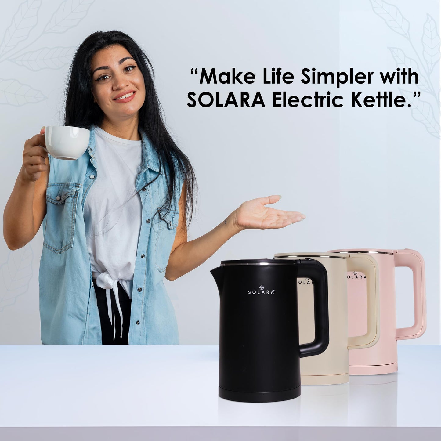 SOLARA Premium Electric Kettle Xtra Large, 1500 Watt, 1.8L Double Wall 100% Stainless Steel - Itsmygadgets