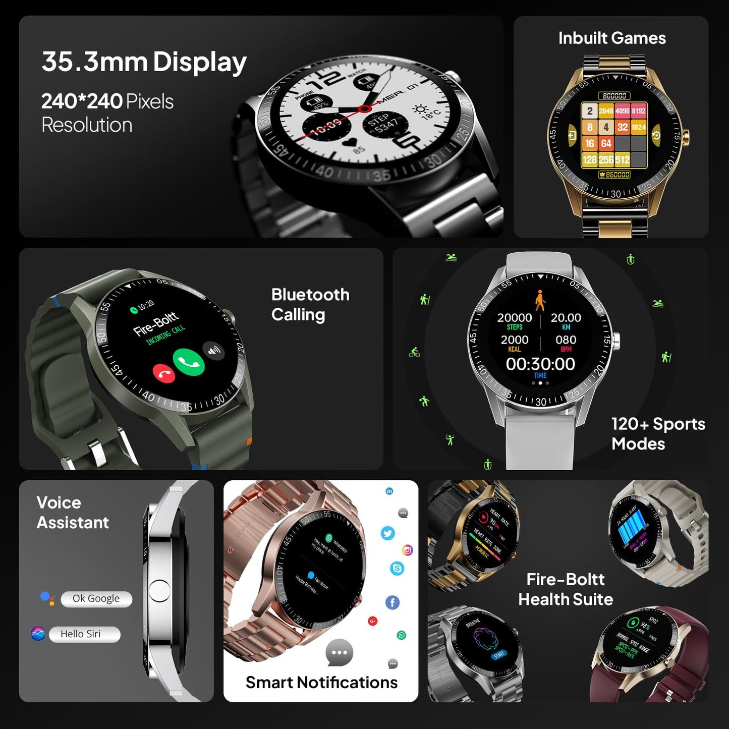 Fire-Boltt Talk Bluetooth Calling Smartwatch, 1.39" TFT Display with Dual Button, Hands On Voice Assistance, 120 Sports Modes, in Built Mic & Speaker (Talk, Green Wave) - Itsmygadgets