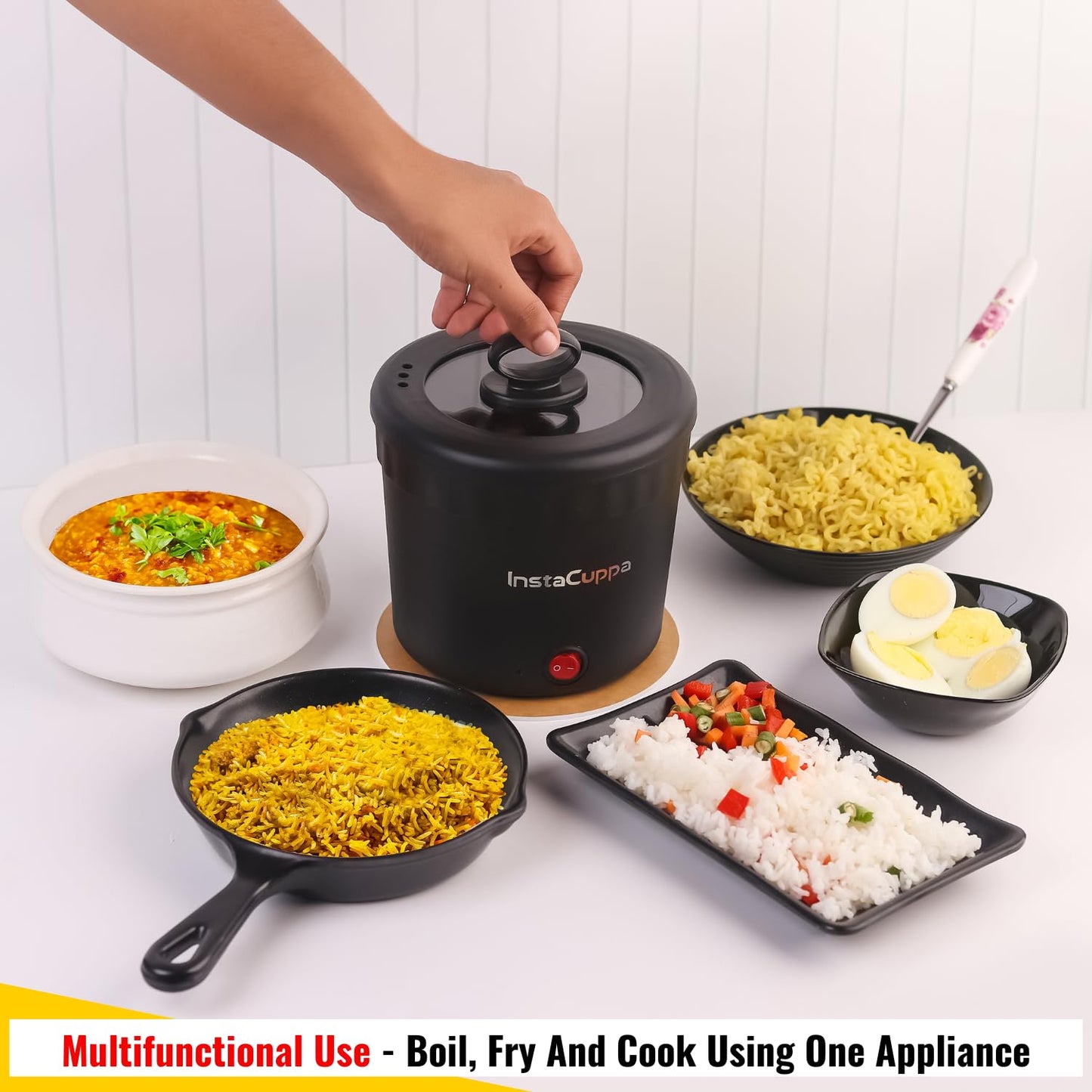 InstaCuppa Portable Multi Cook Electric Kettle with Non-Stick Inner Pot, Dry Boil Protection for Safety - Itsmygadgets