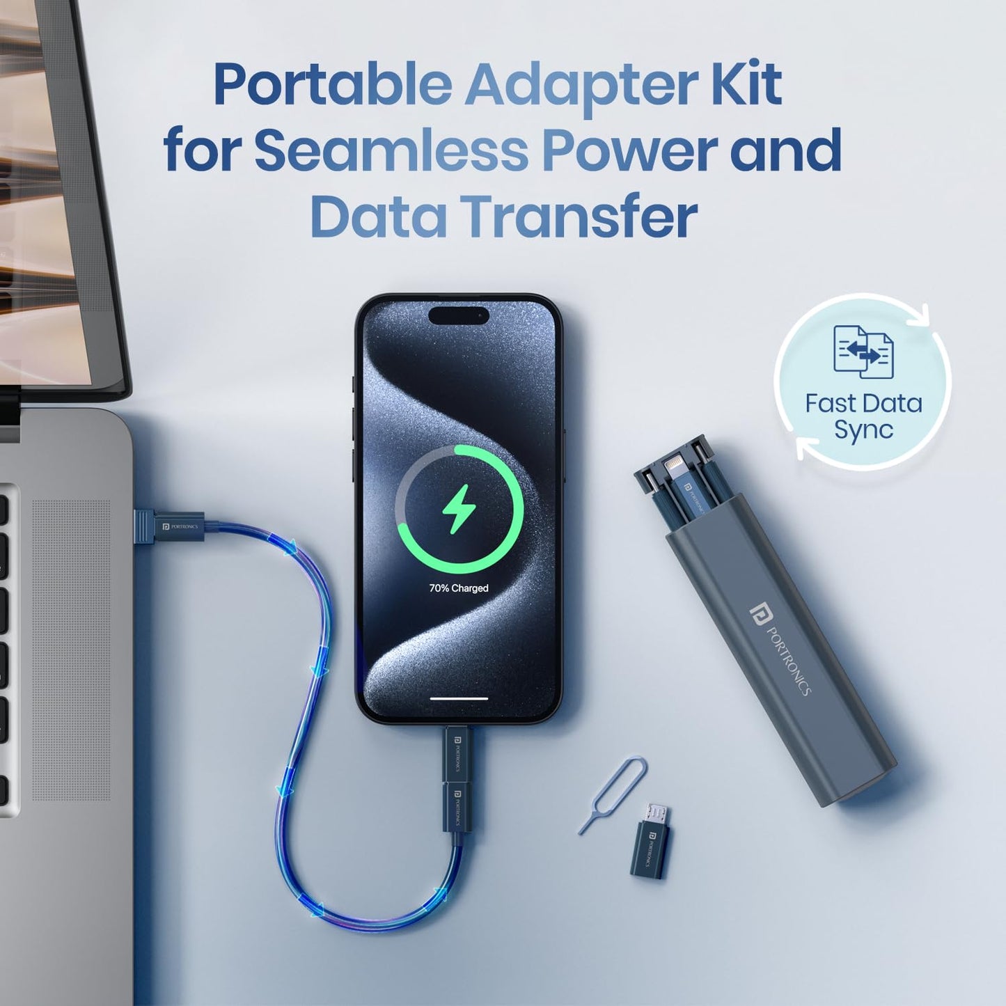 Portronics Snapcase 3 60W Multifunctional Fast Charging Data Cable Kit, Conversion Set USB - Itsmygadgets