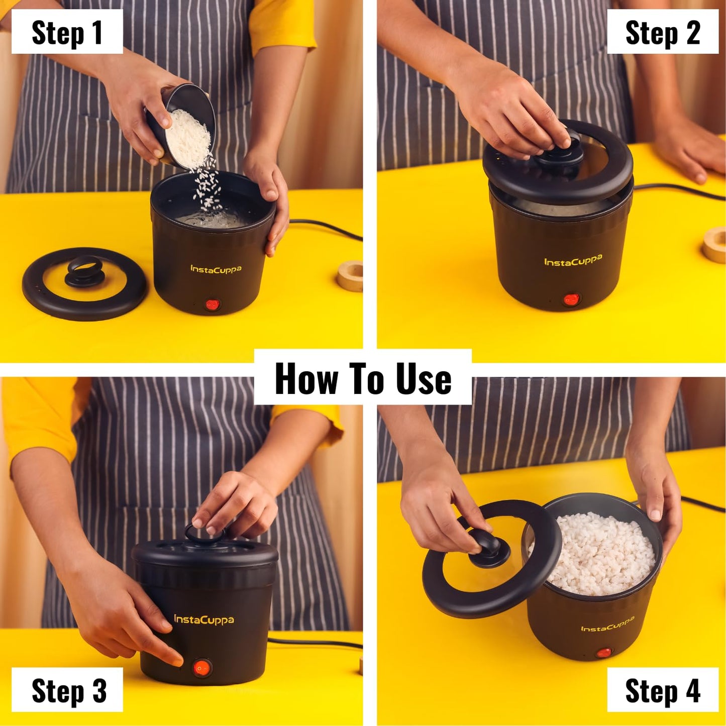 InstaCuppa Portable Multi Cook Electric Kettle with Non-Stick Inner Pot, Dry Boil Protection for Safety - Itsmygadgets