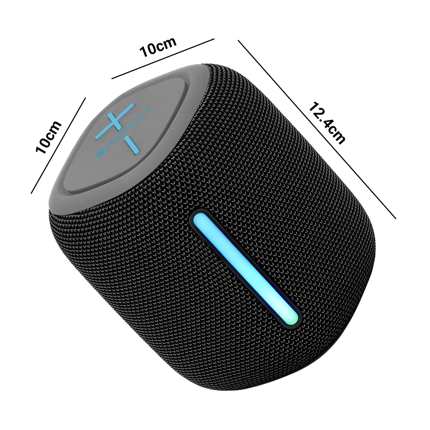 ZEBRONICS Sonic POD 22, Portable Bluetooth Speaker, 8 Watts, Upto 12 Hours Playback, Passive Radiator, BTv5.3 | TWS | USB | mSD, RGB LED, Call Function, Carry Loop (Gray) - Itsmygadgets