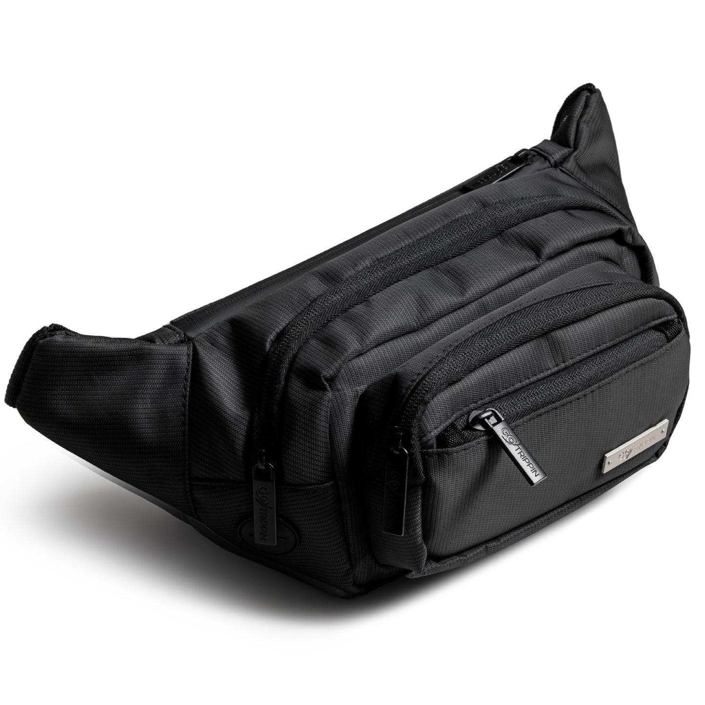 GoTrippin by Destinio Waist Bags for Men Women- Premium Stitching, Branded Zippers, Waterproof Pocket, RFID Safe- Large Fanny Pack for Hiking Travel, Money Belt (Polyester, Black) - Itsmygadgets