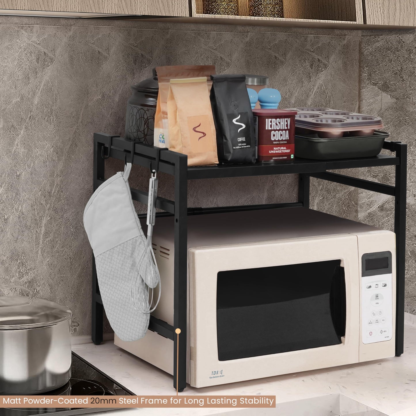 About Space Kitchen Storage Rack-Expandable & Height Adjustable Microwave Stand - Itsmygadgets