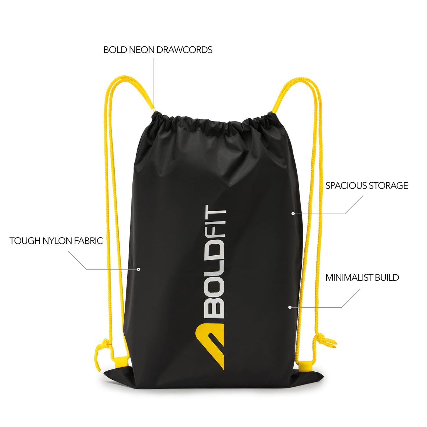 Boldfit Drawstring Bag for Men 25ltrs Gym Bag for Man & Women Small Bags for Mens Multipurpose Drawstring Backpack Kit for Shoes, Travel StringBag for Men Rope Bags for Mens String Backpack - Black - Itsmygadgets