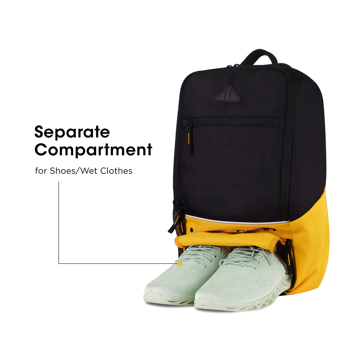Gear SUPERIOR XL 17L Samll Water Resistant School Bag/Casual 4 Compartment Backpack/College Bag/Sports Bag with Shoe Compartment for Men/Women (Black-Yellow) - Itsmygadgets