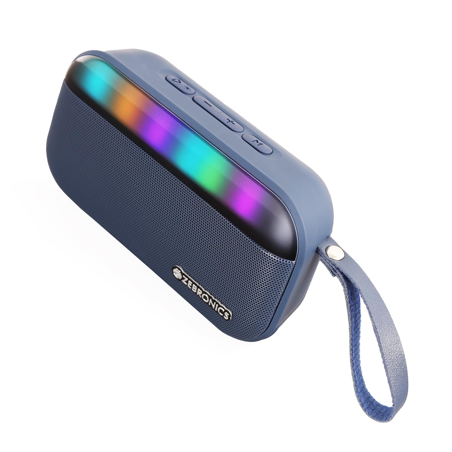 ZEBRONICS County 7 Portable Bluetooth Speaker, 8 Watts, Upto 8 Hours Playback, Passive Radiator, BTv5.3 | mSD | TWS | USB, RGB LED, Call Function, Carry Loop (Blue) - Itsmygadgets