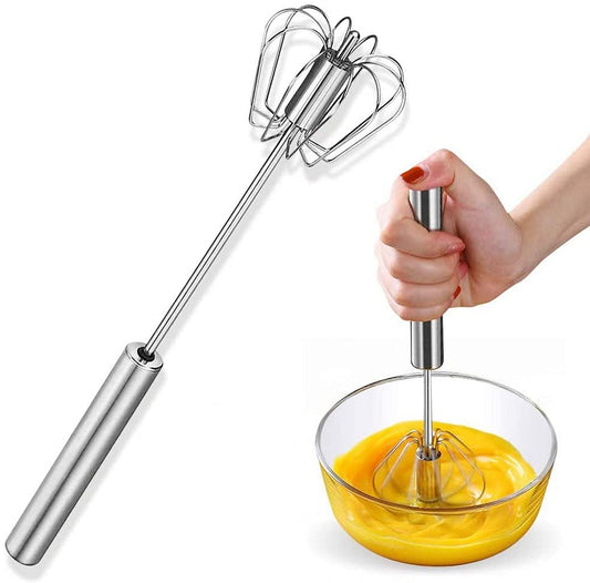 Stainless Steel Whisks, Hand Push Whisk Blender Semi-Automatic Whisk Mixer Egg Milk Beater - Itsmygadgets