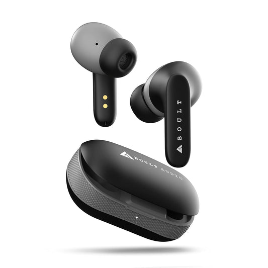 GOBOULT Z20 Truly Wireless Bluetooth Ear Buds with 51H Playtime, Zen™ Calling ENC Mic, Made in India, Low Latency Gaming, Touch Controls, Rich Bass Drivers, TWS Earbuds Bluetooth Wireless (Jet Black) - Itsmygadgets