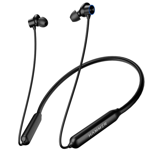 HAMMER Splendor in Ear Bluetooth Neckband with Magnetic Earbuds, Deep Bass, Built-in Mic, Upto 18 Hrs Playtime, BT 5.2, Micro USB Charging Port (Black) - Itsmygadgets