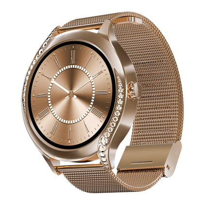 boAt Enigma Gem Women's Luxury Smart Watch w/ 1.19” (3.02cm) AMOLED Display, Emergency SOS Live Location Sharing, Watch Face Studio, QR Tray, BT Calling, 700+ Active Mode, HR & SpO2 (Rose Gold) - Itsmygadgets