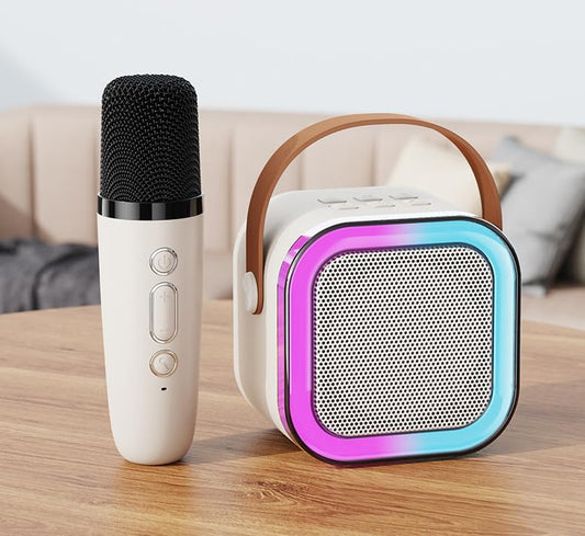 TechPride Portable USB Microphone and Bluetooth Speaker Kit Wireless Speaker with Handle, LED RGB Lights & Streaming Mic - Itsmygadgets