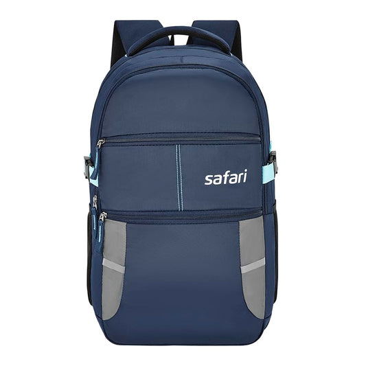 Safari Omega Spacious/Large 5 Compartment Laptop Backpack With Raincover, College Bag, Travel Bag For Unisex, Navy Blue, 30 Litre - Itsmygadgets