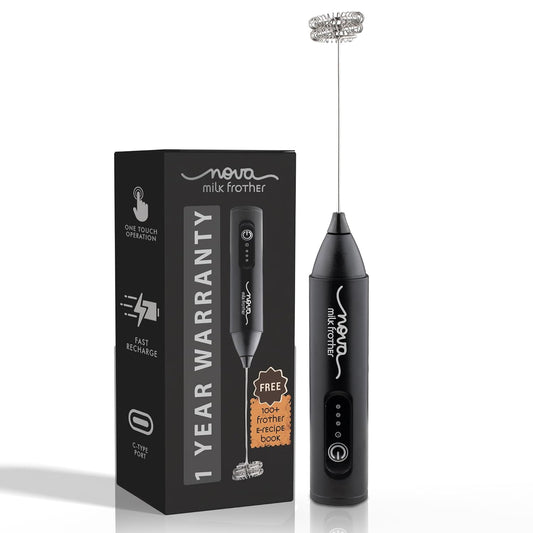 GetSetNova Rechargeable Milk Frother & Coffee Whisker with Dual Spring Tech | 1 Year Replacement Warranty | Free Coffee Frothing Recipe Book (Frother) - Itsmygadgets