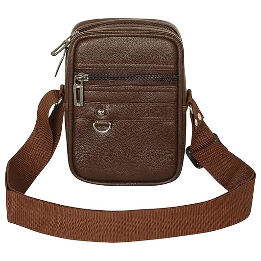 Pramadda Pure Luxury Gloss Leather Small Sling Bag for Men | Chest Slinger bag | Crossbody Bag| Side Bag Men | Mini Leather Slings | Corporate Gift Item | Passport Sling. - Itsmygadgets