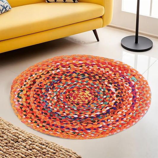 Kuber Industries Handwoven Jute Door Mat – 2x2 Ft Multicolor - Itsmygadgets