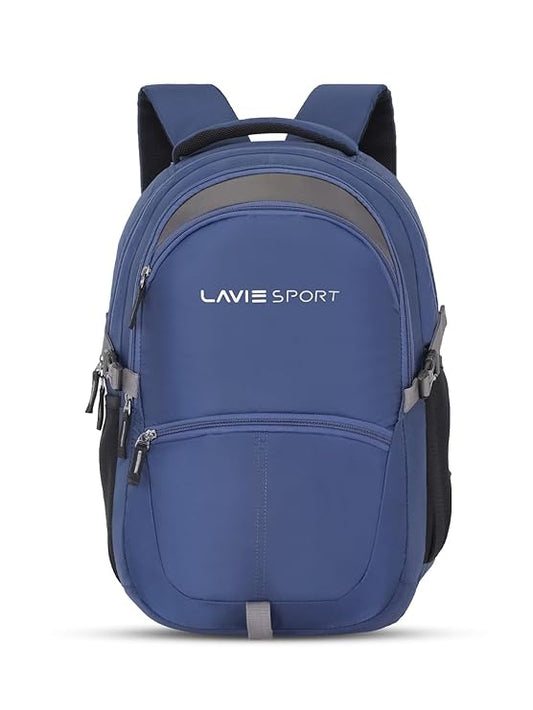 Blue backpack with black accents and 'LAVIE SPORT' branding on a white background