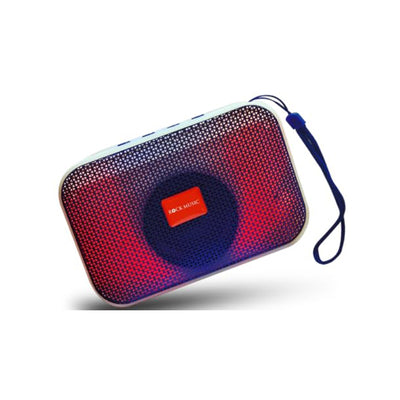 Portable speaker with 'Rock Music' branding on a white background