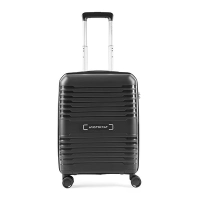 Black suitcase with 'Aristocrat' branding on a white background