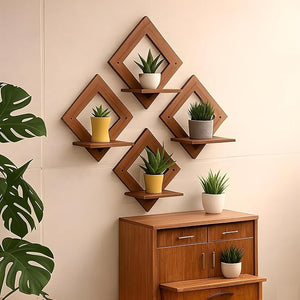 Placid & Co. Wooden Wall Shelf – Floating Display Rack for Home Décor