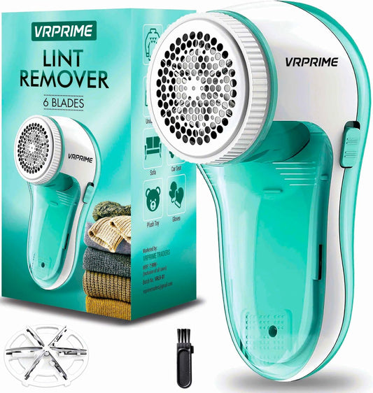 VR PRIME Lint Remover for Clothes | Electric Fabric Lint Shaver for Sweater, Woolen Clothes and Blankets (6 Blades, 9000 RPM Motor) - Itsmygadgets