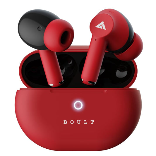 GOBOULT K40 True Wireless in Ear Earbuds with 48H Playtime, Clear Calling 4 Mics, 45ms Low Latency Gaming, Premium Grip, 13mm Bass Drivers, Type-C Fast Charging, BTv 5.3 Ear Buds TWS (Berry Red) - Itsmygadgets