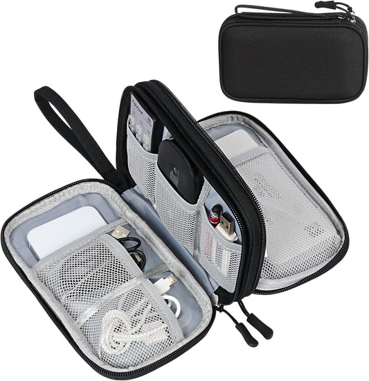 SaleOn 8.3X5 Inch Portable Storage Organizer For Usb Cable, Earphone, Power Bank,Charger, Hard Disk & Digital Gadgets, With Mesh Pockets Size 21X12Cm Inside's Material And Color May Vary, black - Itsmygadgets