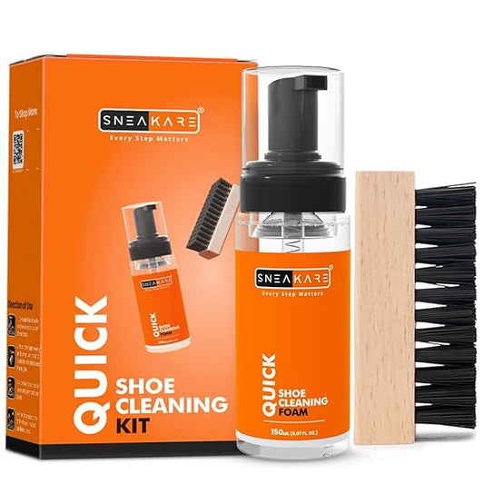 SNEAKARE Quick Shoe Cleaning Kit Shoe Cleaner & Medium Bristle Shoe Brush, White Shoe Cleaning Kit, Shoe Cleaner Kit For Sneaker,Sports Shoe Cleaner Foam Spray - Itsmygadgets