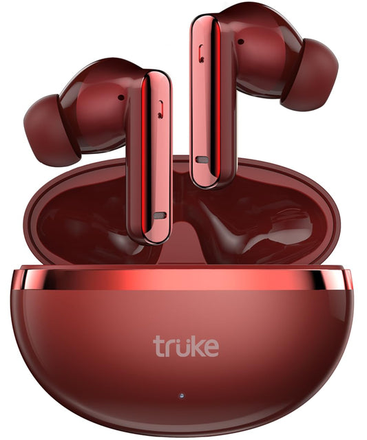 truke New Launched Q1 Lite True Wireless in Ear Earbuds, 48H Playtime Ear Buds, Crystal-Clear Calls, Fast Charging, Elegant Royal Design, Bluetooth 5.4, Noise Cancellation, Gaming Mode (Rose Red) - Itsmygadgets
