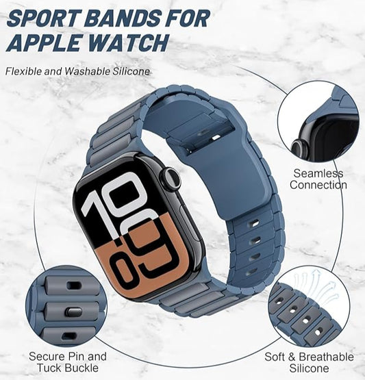 TKM Silicone Bands Compatible for Apple Watch Series 9 (45mm) | Armour Series Soft Silicone Replacement Straps | Two-Tone 3D Texture | Soft & Breathable [WATCH IS NOT INCLUDED] - Itsmygadgets