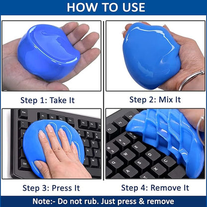 Step-by-step guide on how to use a blue gel wrist rest with text instructions.