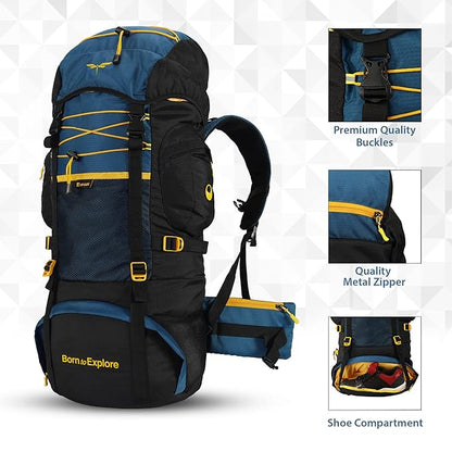Impulse rucksack bags 75 litres travel bag for men tourist bag for travel backpack for hiking trekking Bag for men camping thames blue bag with 1 Year Warranty - Itsmygadgets