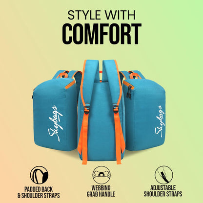 Skybags Casual Daypack 15L With Spacious Compartment, Webbing Grab Handle & Highlight Zippers Standard Backpack| Teal Blue | Klik - Itsmygadgets