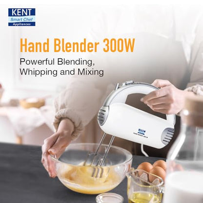 KENT 16051 Hand Blender 300 W | 5 Variable Speed Control | Multiple Beaters & Dough Hooks - Itsmygadgets