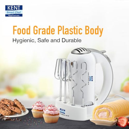 KENT 16051 Hand Blender 300 W | 5 Variable Speed Control | Multiple Beaters & Dough Hooks - Itsmygadgets