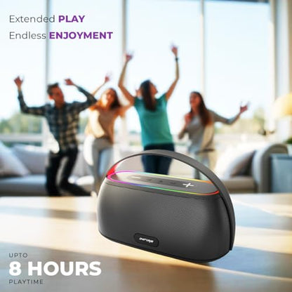 iNFiRe Newly Launched FireBeatz 14W Bluetooth Party Speaker, Powerful Sound with Multicolour RGB LED Lights Upto 8 Hours Playback Time I BT 5.4/FM Radio/TF Card/USB Playback (Black) - Itsmygadgets
