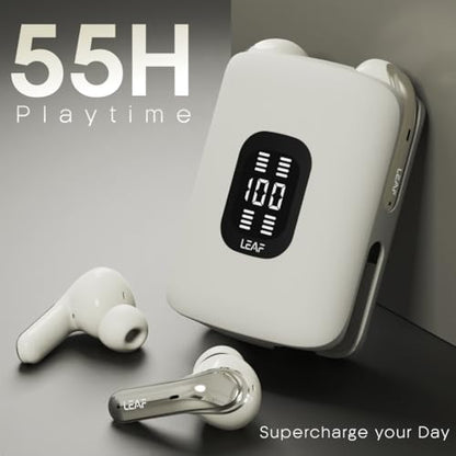 Leaf Buds X714 True Wireless 4 in 1 Earbuds with ANC, AI Sound App, 70H Playtime, Active Noise Cancellation (30dB), Fast Charge(10min=5Hr), Quad Mic ENC, 13m Driver, Bluetooth v5.4 TWS (Ivory) - Itsmygadgets