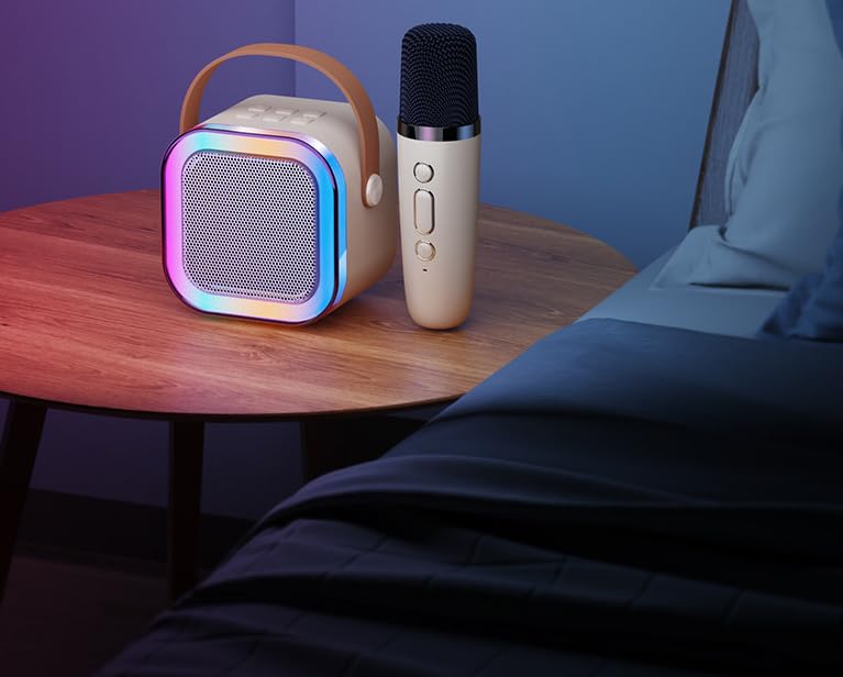 TechPride Portable USB Microphone and Bluetooth Speaker Kit Wireless Speaker with Handle, LED RGB Lights & Streaming Mic - Itsmygadgets