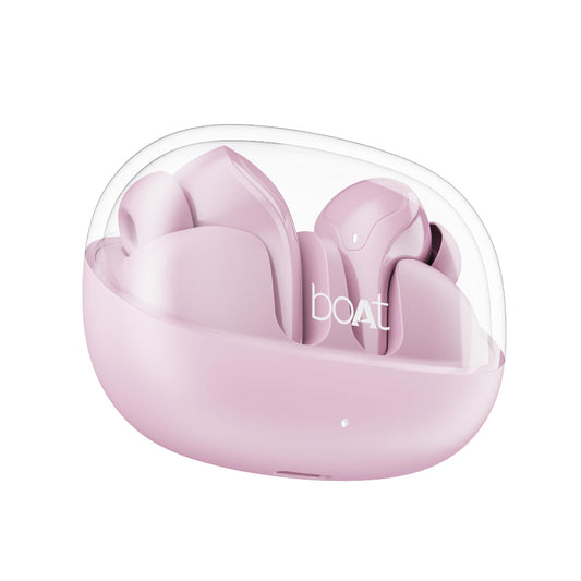 boAt Airdopes 311 Pro, 50H Battery, Fast Charge, Dual Mics ENx Tech, Transparent LID, Low Latency, IPX4, IWP Tech, BT v5.3, Wireless TWS in Ear Earbuds with mic (Lavender Rush) - Itsmygadgets