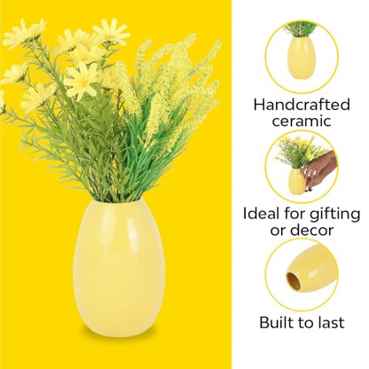 10club Ceramic Oval Vase | Flower Vase for Home Decor | Ceramic Vase | Blue - Itsmygadgets