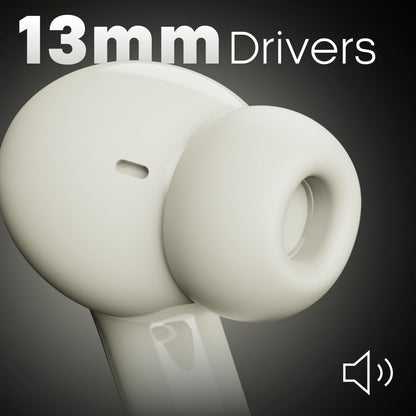 Leaf Buds X714 True Wireless 4 in 1 Earbuds with ANC, AI Sound App, 70H Playtime, Active Noise Cancellation (30dB), Fast Charge(10min=5Hr), Quad Mic ENC, 13m Driver, Bluetooth v5.4 TWS (Ivory) - Itsmygadgets