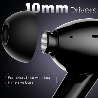 Leaf Buds X121 True Wireless Earbuds AI Sound App, 30H Playtime, Quad Mic with ENC, 50ms Low Latency, Fast Charging(10min=200min), 10mm Driver, IPX5, Bluetooth v5.4 TWS (Carbon Black) - Itsmygadgets