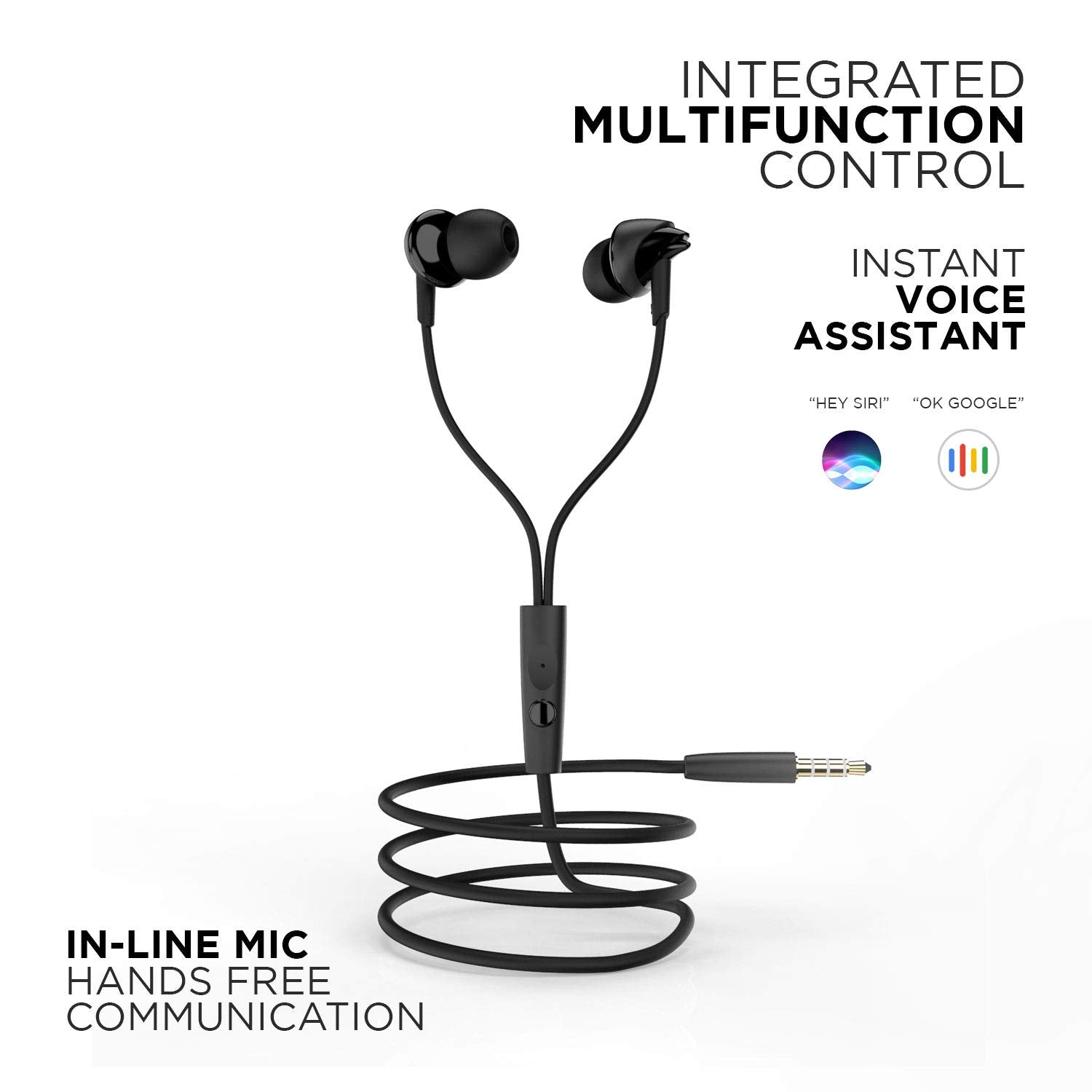 Boat BassHeads 100 in-Ear Headphones with Mic (Black) - Itsmygadgets