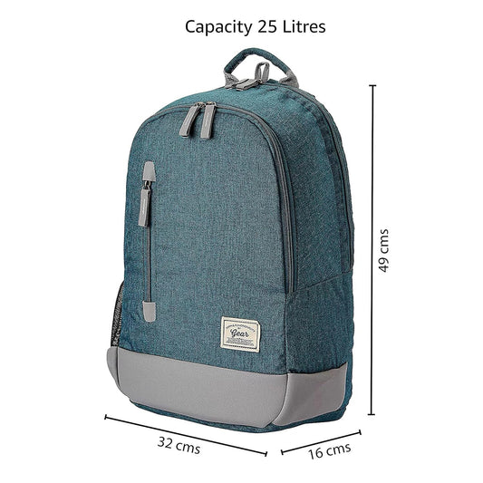 Gear Campus8 25L Medium Water Resistant School Bag/Casual 4 Compartment Backpack/Daypack/College Bag/For Men/Women - Green Grey - Itsmygadgets