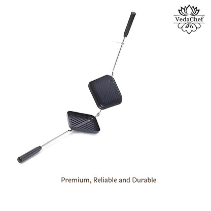VedaChef Premium Non-Stick Grill Sandwich Toaster - Make Delicious Sandwiches in minutes | Long-lasting double-coating non-stick layer | sandwich griller and toaster | Easy-to-Use & Durable | Black - Itsmygadgets